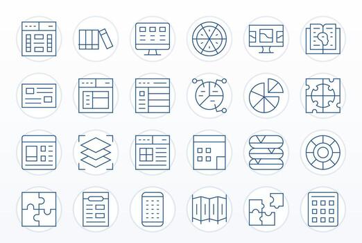 Sections Exclusive Set featuring 24 Thin Line Display Perfect 64x64 Icons vector