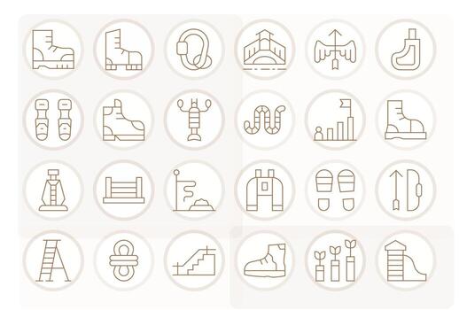 Climbing Icon Library with 24 Thin Line 256x256 Pixel Aligned Designs vector