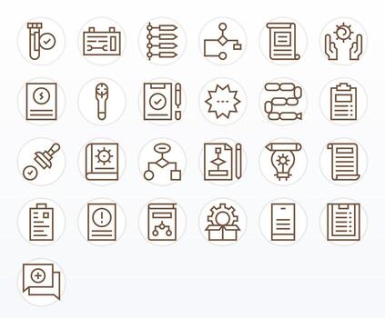 Procedure Comprehensive Bundle with 25 Editable Regular Line 256x256 Icons vector
