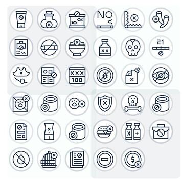 Regular Line Style Not Allowed Icons with 35 128x128 Display Perfect Designs vector