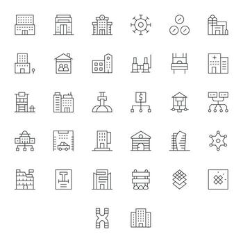 Structure featuring 32 Retina Ready Icons in Thin Line Design vector