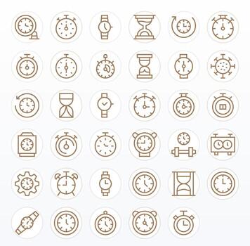 Chronometer featuring 35 High Resolution Icons in Regular Line Design vector