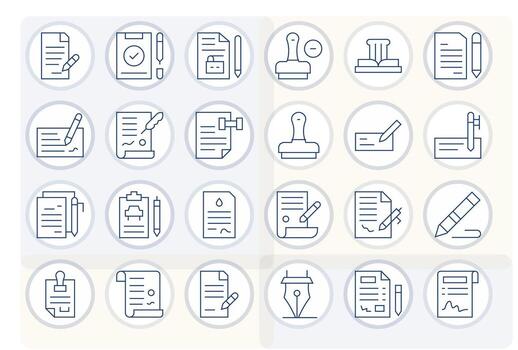 24 Detail Enhanced Icons themed around Signature in 256x256 Thin Line format vector