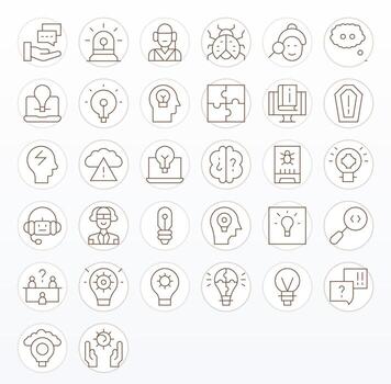 problema resolviendo icono colección presentando 32 detalle mejorado 64 x 64 Delgado línea diseños vector