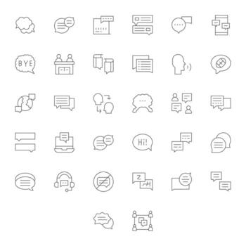 32 monitor Perfecto 256x256 íconos para conversacion en elegante Delgado línea diseño vector