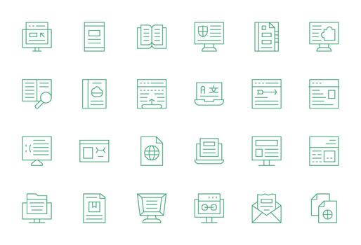 24 Thin Line Icons designed for Online Document in High Resolution PIXEL Perfect format vector