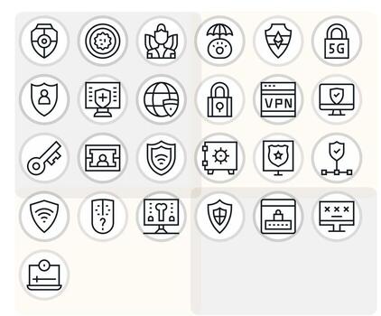 Firewall Icon Toolkit featuring 25 Editable 256x256 Regular Line elements vector