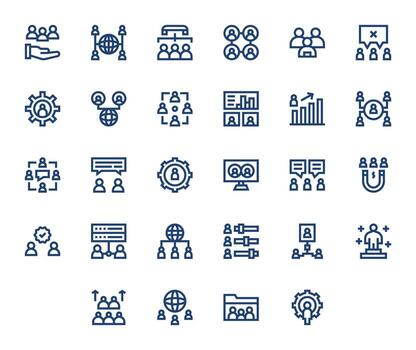 los usuarios píxel optimizado conjunto con 28 256x256 negrita línea íconos vector