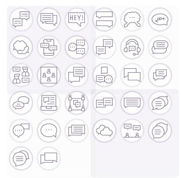 32 Icons for Online Chat optimized in Pixel Optimized High Resolution Thin Line resolution vector