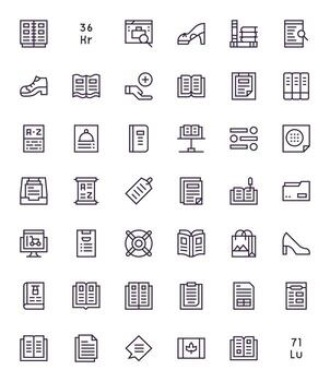 42 Regular Line Icons from Catalog in 128x128 Display Perfect Quality vector