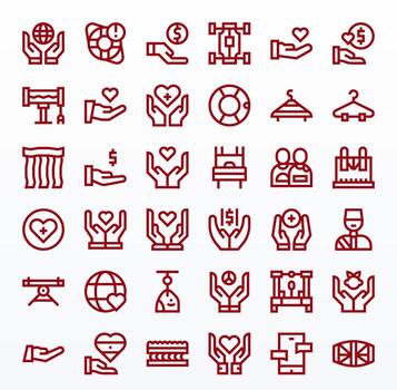 36 Bold Line Icons from Support System in 128x128 Display Perfect Quality vector