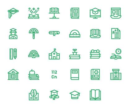 28 Bold Line Icons for Academic in crisp High Resolution Pixel Aligned resolution vector