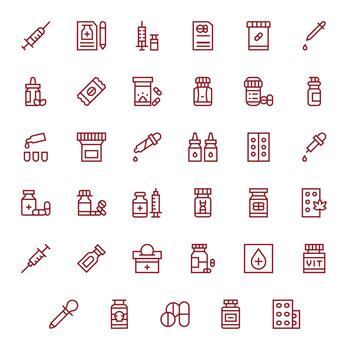 Regular Line Editable Icons from Dosage Set with 35 256x256 Icons vector