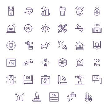 35 Regular Line PIXEL Perfect Icons for Signal Graphics vector