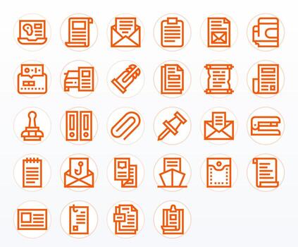 28 Bold Line Pixel Aligned Icons tailored for Paperclip 64x64 interface vector