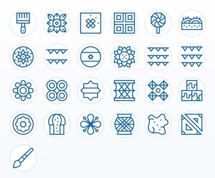 25 Regular Line Editable Icons for Texture Graphics vector
