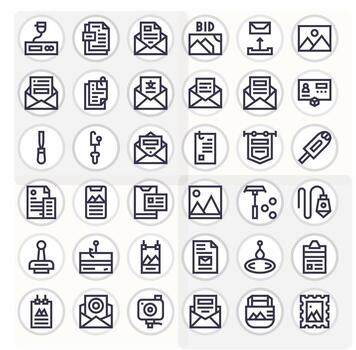 Attachment Scalable Set featuring 36 Display Perfect Bold Line 64x64 Icons vector