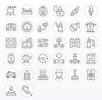Gas Professional Set with 32 Thin Line Editable High Resolution Icons vector