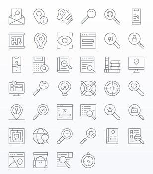 Find featuring 40 128x128 Icons in Thin Line Design vector