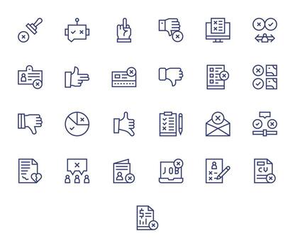 25 256x256 Regular Line Pixel Aligned Icons for Rejection Projects vector