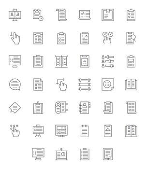 List Icon Set with 40 Thin Line 64x64 Editable Graphics vector