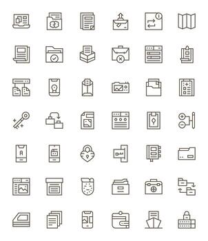 42 Regular Line Icons from Folder in High Resolution Pixel Optimized Quality vector