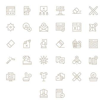 32 Thin Line Pixel Aligned Icons crafted for Cancel High Resolution applications vector