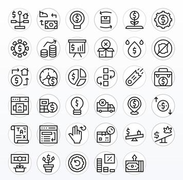 Return Pixel Optimized Set with 35 High Resolution Regular Line Icons vector