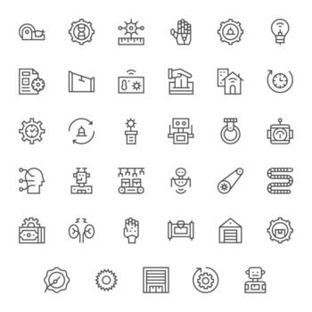 35 64x64 Icons for Automation in Grid Fitted Regular Line Format vector