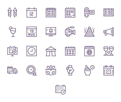 25 128x128 regular línea íconos optimizado para evento detalle mejorado monitor vector