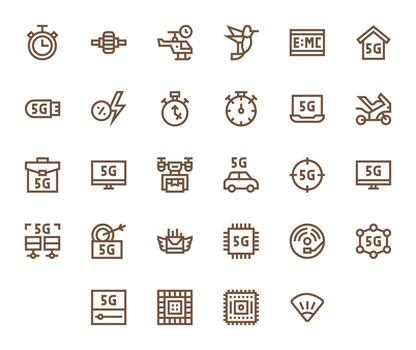 Speed Professional Set with 28 Bold Line Pixel Optimized High Resolution Icons vector