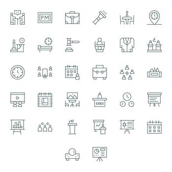 reunión píxel optimizado conjunto con 32 alto resolución Delgado línea íconos vector