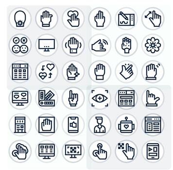 Ux 256x256 Icon Pack with 36 Bold Line Pixel Optimized Elements vector
