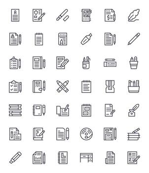 Writing Professional Set with 42 Regular Line Detail Enhanced High Resolution Icons vector