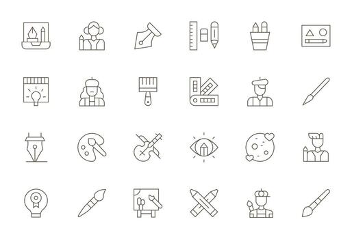 24 256x256 Thin Line Icons optimized for Creative Editable display vector