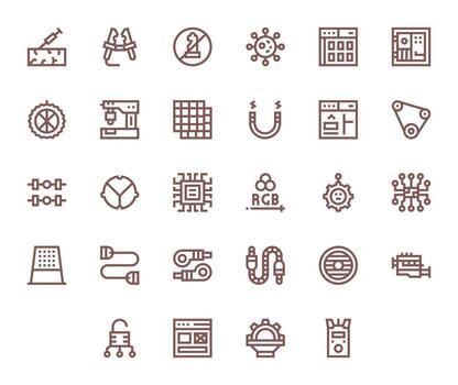 28 negrita línea cuadrícula equipado vectores para componente tema