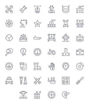 40 Icons for Mechanical optimized in Detail Enhanced 256x256 Thin Line resolution vector