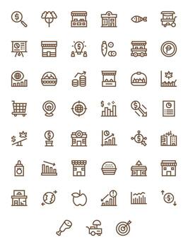 Market Icon Repository containing 45 Bold Line Retina Ready Pixel Optimized graphics vector