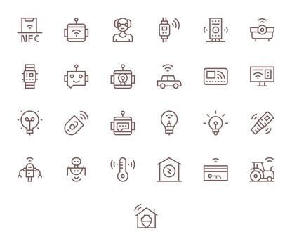 25 Pixel Aligned Icons themed around Smart in High Resolution Regular Line format vector