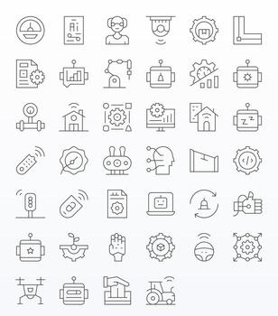 Automation Icon Collection featuring 40 Editable 128x128 Thin Line Designs vector