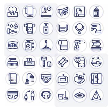 higiene profesional conjunto con 36 negrita línea píxel optimizado alto resolución íconos vector