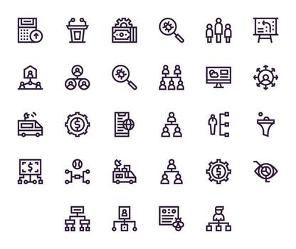 Reporting Icon Set with 28 Bold Line Retina Ready Display Perfect Graphics vector