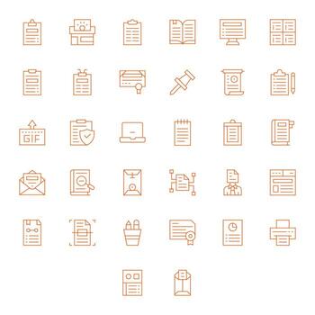 Document PIXEL Perfect Set with 32 64x64 Thin Line Icons vector
