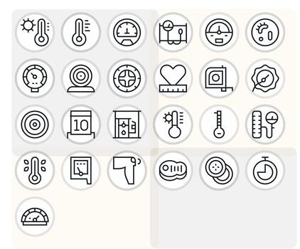 Gauge Essential Set including 25 Pixel Optimized Regular Line High Resolution Icons vector