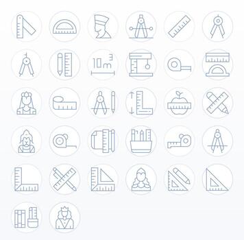 Ruler Icon Collection with 32 High Resolution Thin Line Designs vector