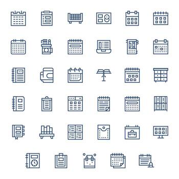 Organizer Icon Toolkit featuring 35 Pixel Aligned 256x256 Regular Line elements vector