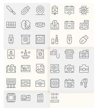40 Icons inspired by Memory in Editable Retina Ready Thin Line quality vector