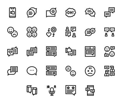 28 High Resolution Icons for Comment in Display Perfect Bold Line Format vector