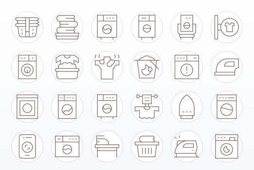 Dryer Icon Toolkit featuring 24 Grid Fitted Retina Ready Thin Line elements vector