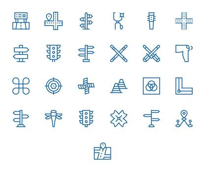 intersección profesional conjunto con 25 regular línea detalle mejorado alto resolución íconos vector